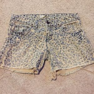 Free people 25 Floral Blue Brown Shorts